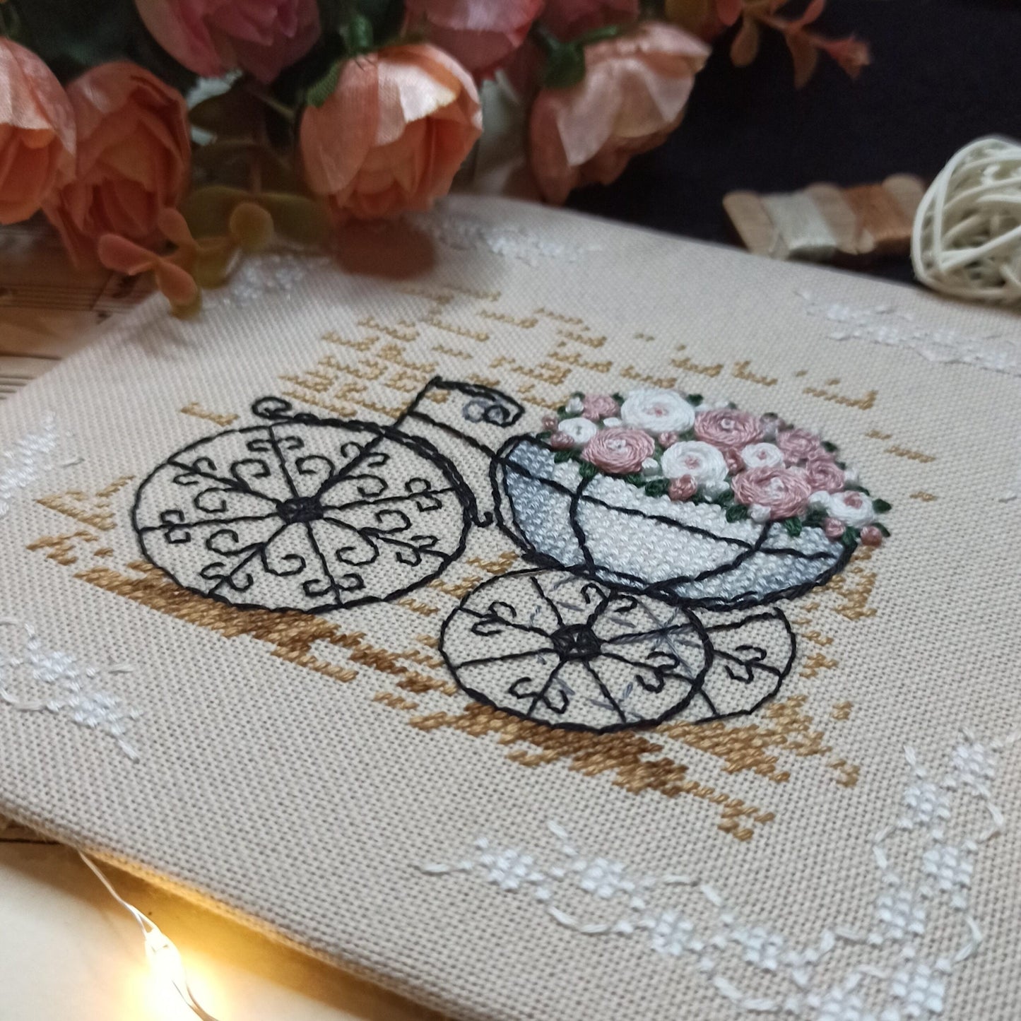 Unic Cross Stitch Kit, Romance, kit  with threads and beads on evenweave fabric,  1056.