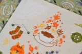 Autumn Sampler Cross Stitch Kit: Cat, Tea,Amber Handicrafts