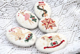 Pin Keep Bird Cross Stitch Kit: Vintage Christmas Ornament, Hand-dyed Threads , Linen