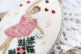 Ballerina Cross Stitch Kit: Vintage Christmas Ornament,Hand-Dyed Threads, linen