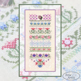 Spring Stitches Cross Stitch Sampler Kit: Floral Sampler, Hand-Dyed Threads, German Linen