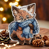Fox Cross Stitch Kit: Winter Ornament DIY on Perforated Plastic