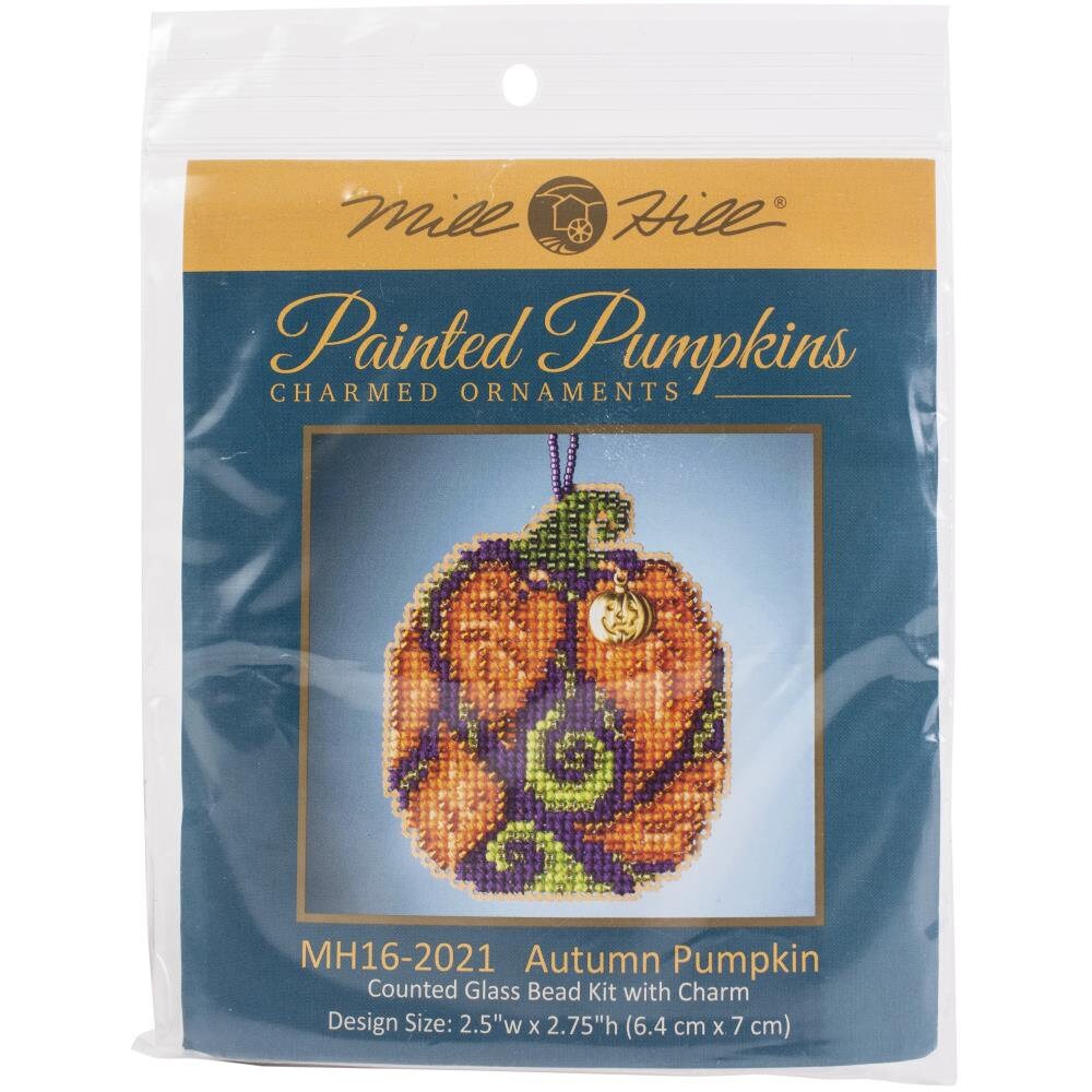 Beaded Cross Stitch Kit Autumn Pumpkin, Mill Hill MH16-2021 ( Perforated paper 14ct)