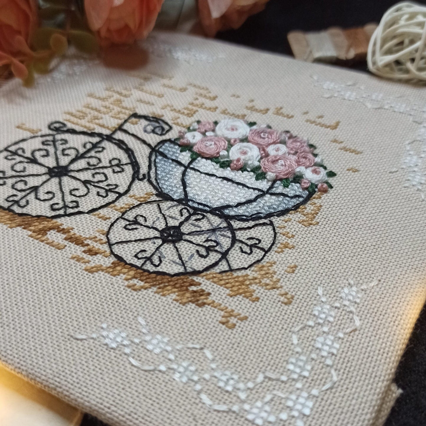 Unic Cross Stitch Kit, Romance, kit  with threads and beads on evenweave fabric,  1056.