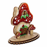 Mushroom House Bead Embroidery Kit on Wood (4"x 4")