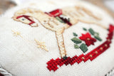 Cross Stitch Kit: Christmas Horse Ornament, Bead, Decorative Stitches, German Linen