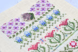 Spring Stitches Cross Stitch Sampler Kit: Floral Sampler, Hand-Dyed Threads, German Linen