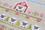 Fun Farm Sheep Cross Stitch Kit, Spring Sampler: Hand-Dyed floss, Linen canvas
