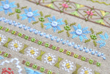 Fun Farm Sheep Cross Stitch Kit, Spring Sampler: Hand-Dyed floss, Linen canvas