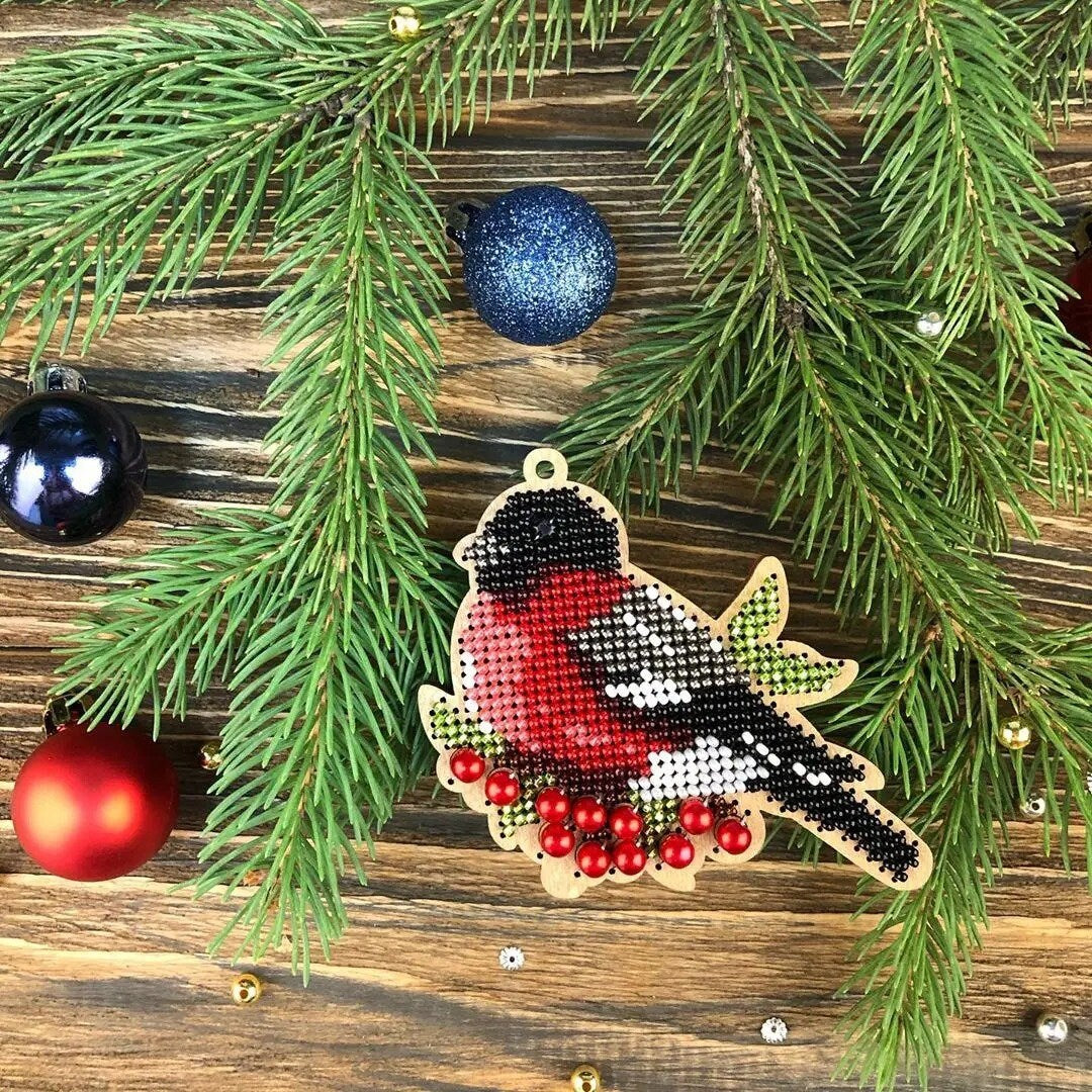 Bead Embroidery Kit Bird, LK-324. Fast DIY Kit ( beads , thread, needle, plywood base included)