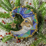 Bead Embroidery Kit on Wood, Moon Grey, LK-454 ( beads , thread, needle, plywood base included)