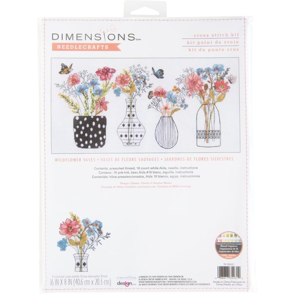 Dimensions Counted Cross Stitch Wildflower Vases 16 Count, 70-35431