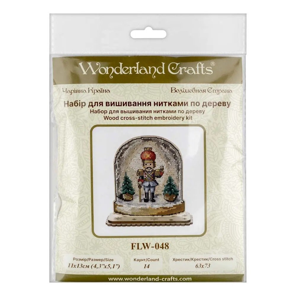 Cross stitch Embroidery Kit with beads on Wood base, Nutcracker, LW-048