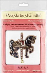 Bead Embroidery Kit on Wood, Brown Horse, LK-511 ( beads , thread, needle, plywood base included)