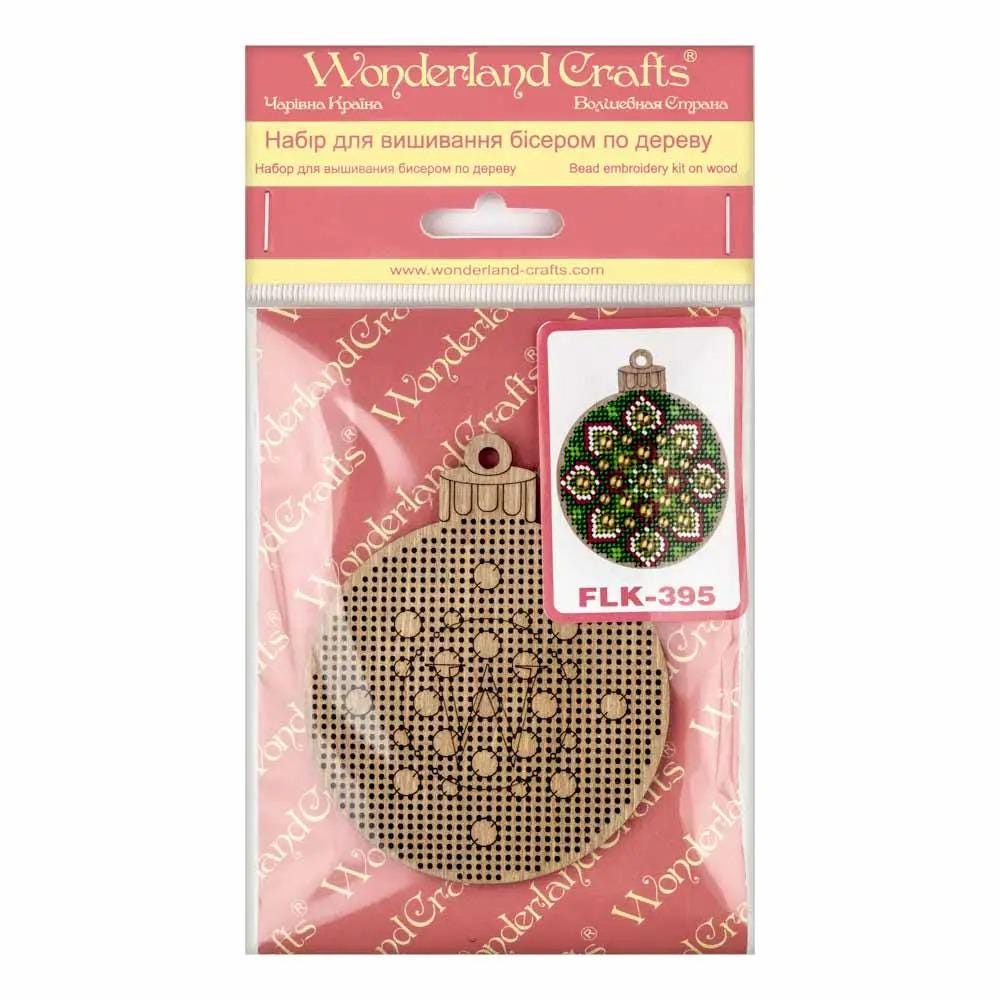 Bead Embroidery Kit on Green Ornament, LK-395 ( beads , thread, needle, plywood base included)