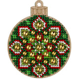 Bead Embroidery Kit on Green Ornament, LK-395 ( beads , thread, needle, plywood base included)