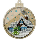 Bead Embroidery Kit on Wood, Snow House, LK-366 ( beads , thread, needle, plywood base included)