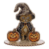 Halloween Cross Stitch Kit: Witch Kitten & Pumpkins 3D Ornament