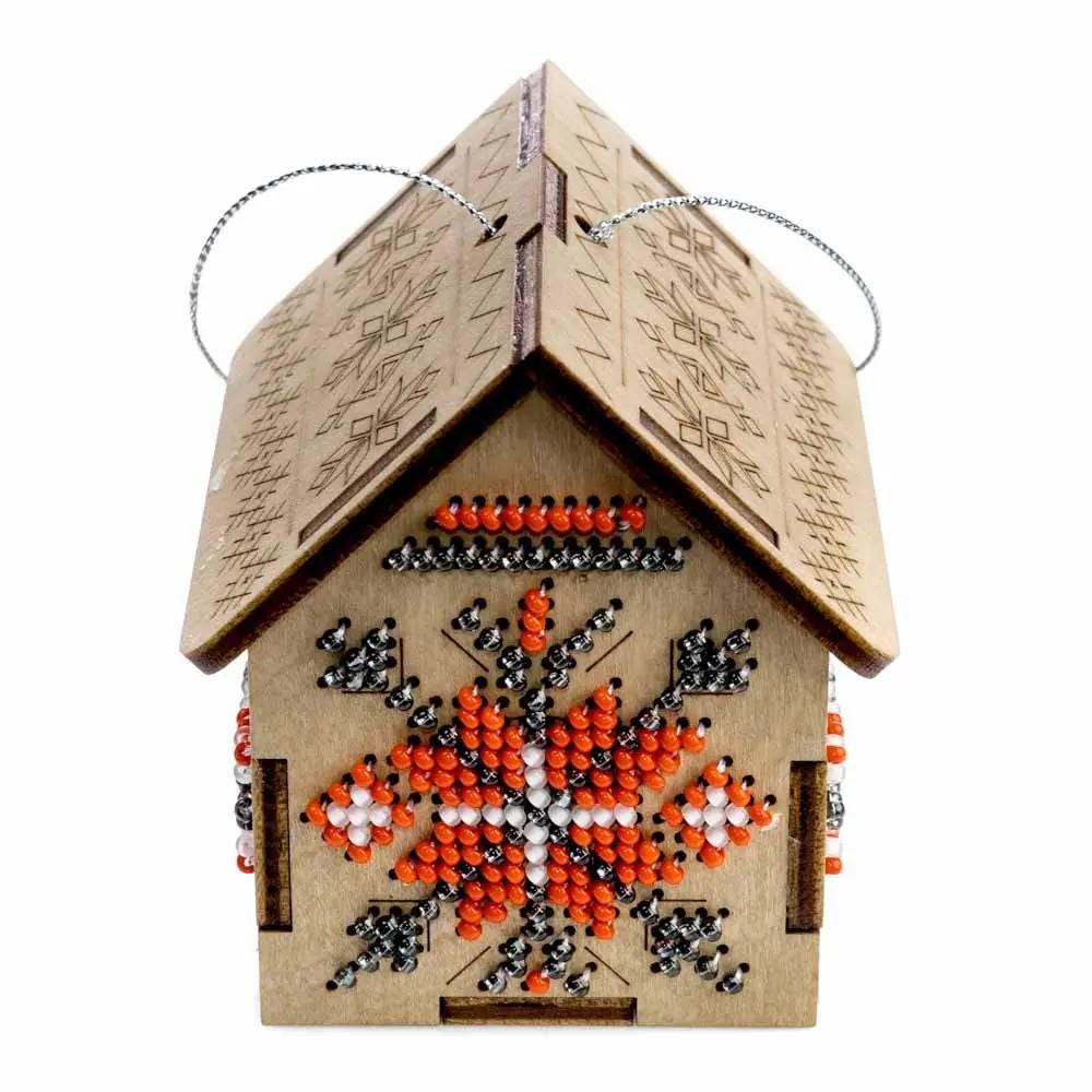 Bead Embroidery Kit on Wood: Red House DIY Craft (LK-559)