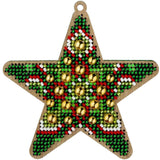 Bead Embroidery Kit on Green Star, LK-397 ( beads , thread, needle, plywood base included)
