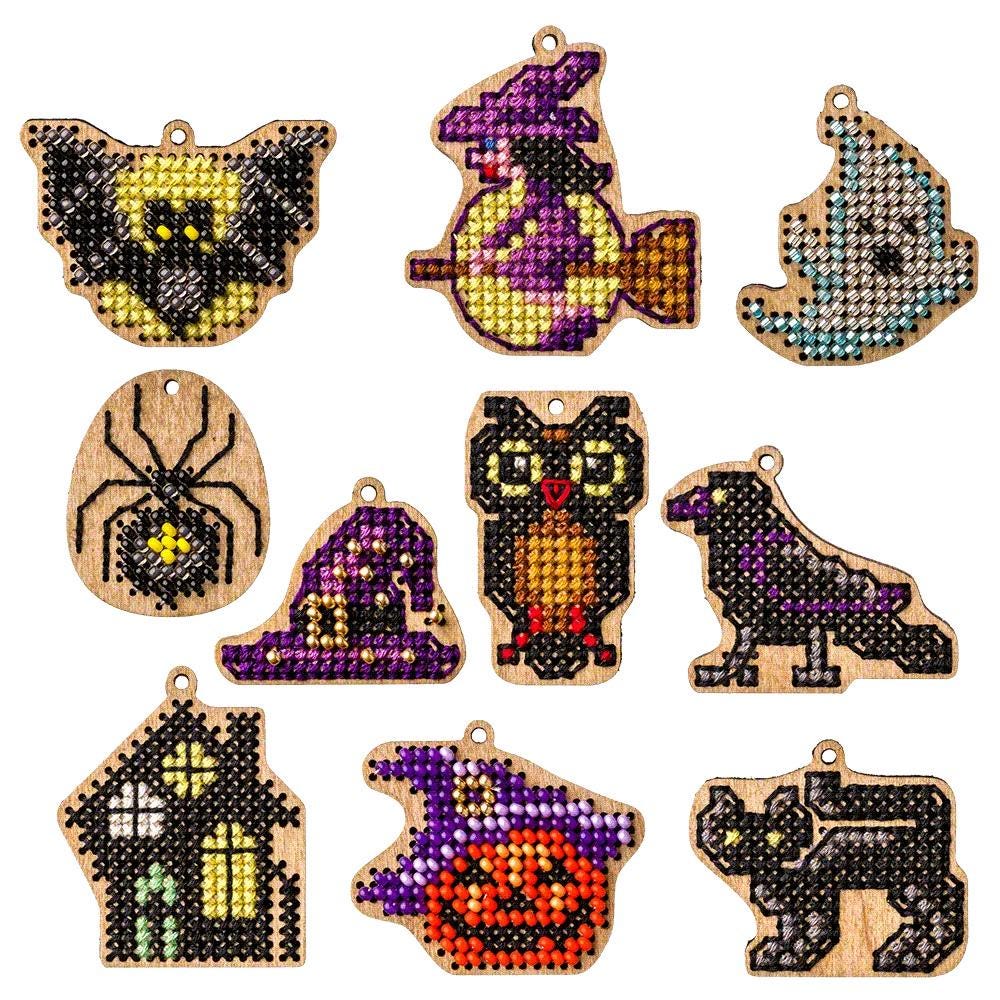 20 Halloween Plywood bases for Beading embroidery kit ( 20 pcs), SW-010