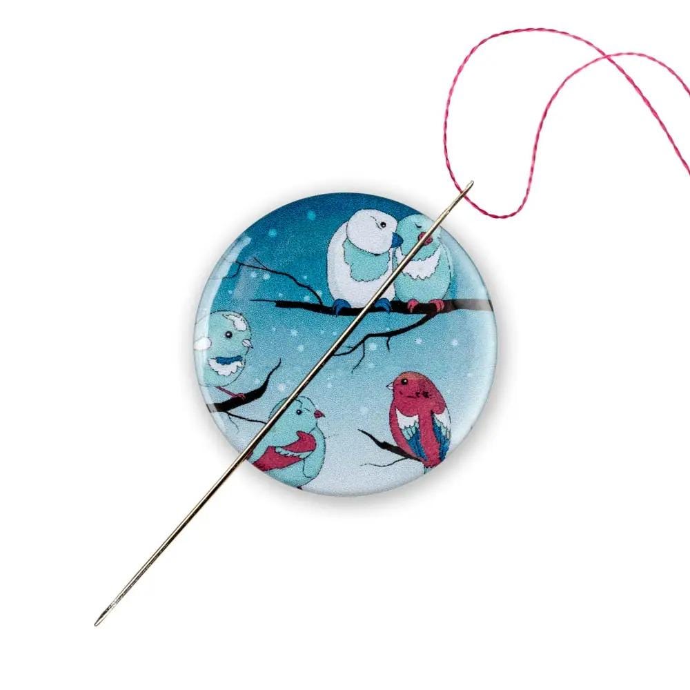 Small Magnetic needle holder winter birds, from steel, 1 IN, MH-199 ( 1 Item)