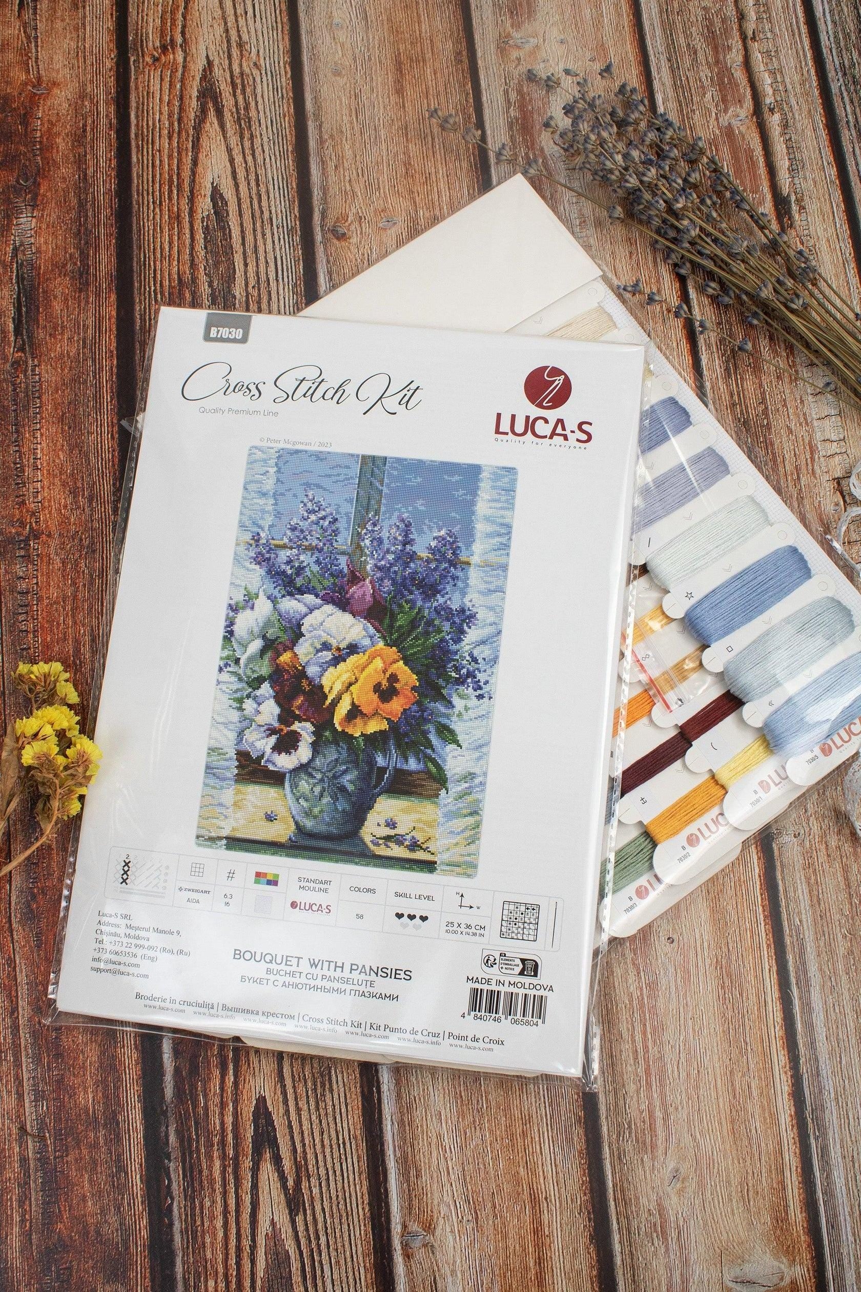 Counted Cross Stitch Kit Luca-S - Bouquet with Pansies, B7030