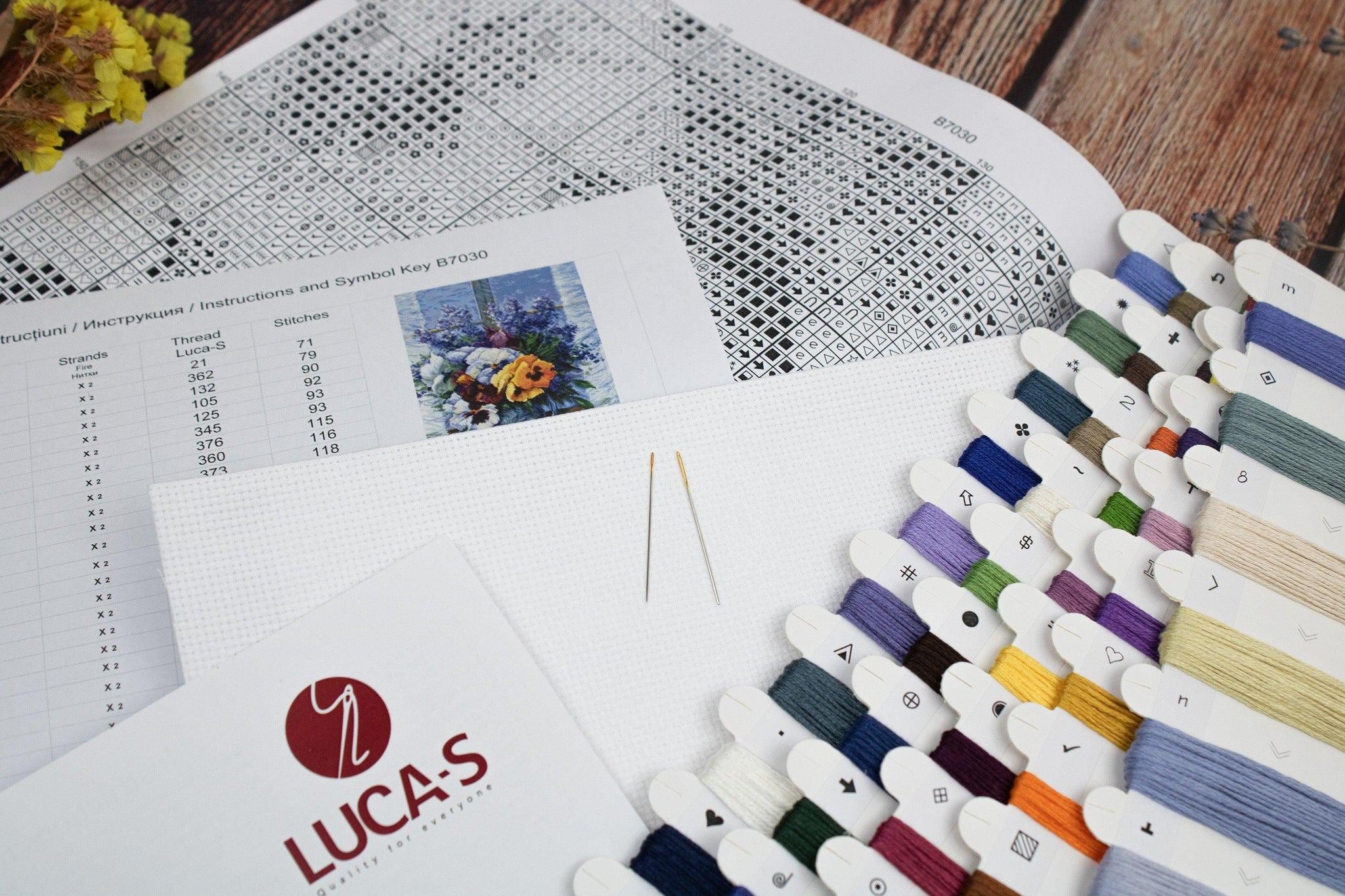 Counted Cross Stitch Kit Luca-S - Bouquet with Pansies, B7030
