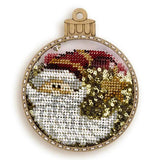 Decorative ornament for Christmas tree, Bead Embroidery Kit - Gold Santa, PL-061 Fast DIY Kit