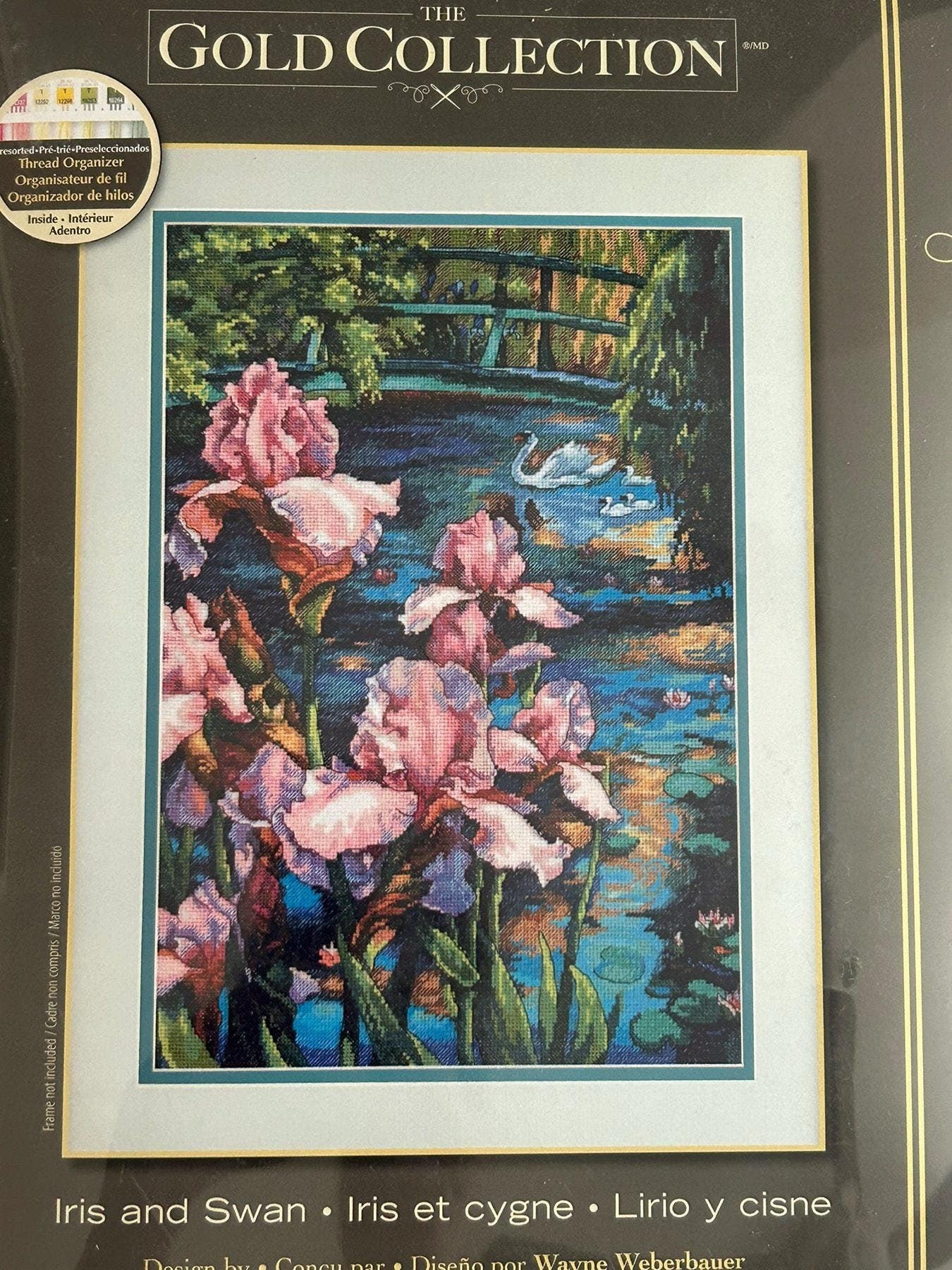 Iris and Swan Counted Cross Stitch Kit: Dimensions Gold Collection (16ct Aida)