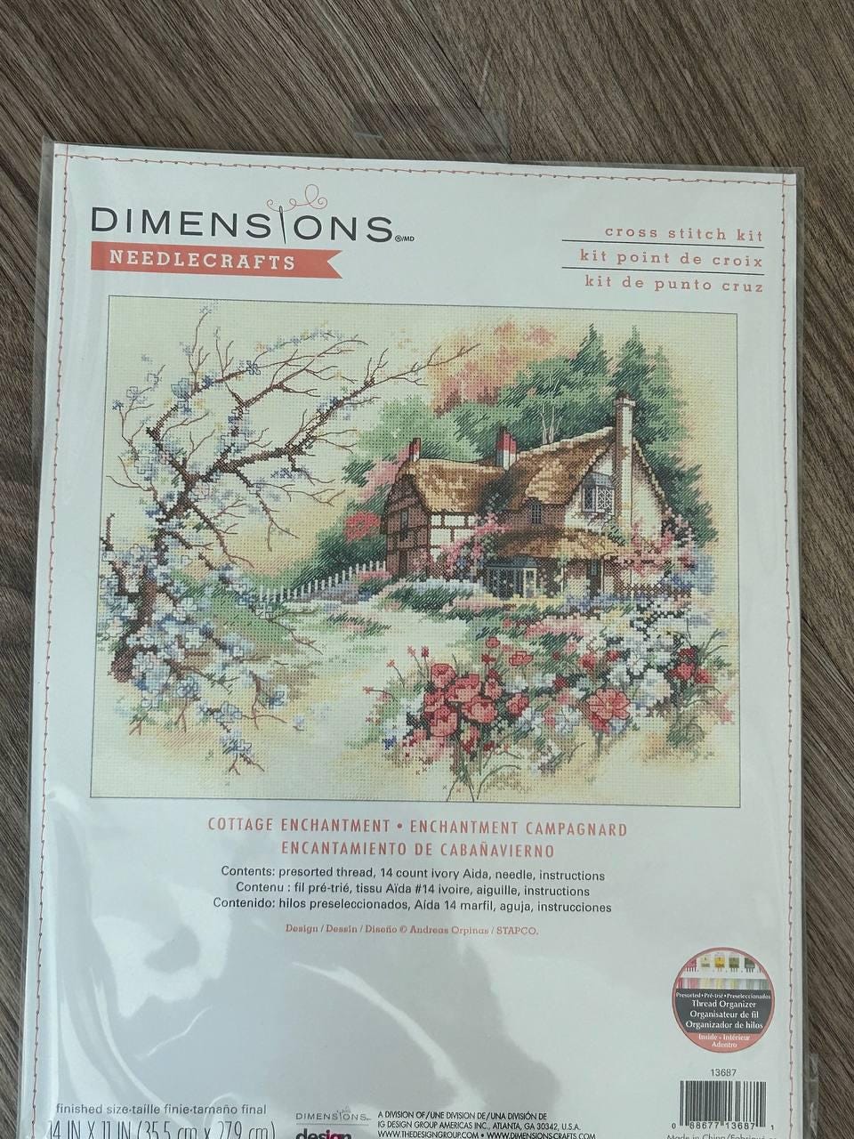 Dimensions Needlecrafts Cottage Enchantment 13687, Counted Cross Stitch Kit, 14 Count Ivory Aida
