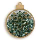 Green Ornament Bead Embroidery Kit: DIY Tree Decoration (3.5"x4.1")