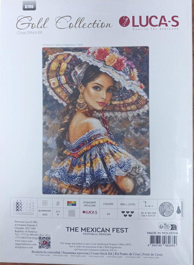 Counted Cross Stitch Kit The Mexican Fest, Luca-S Gold Collection, B706