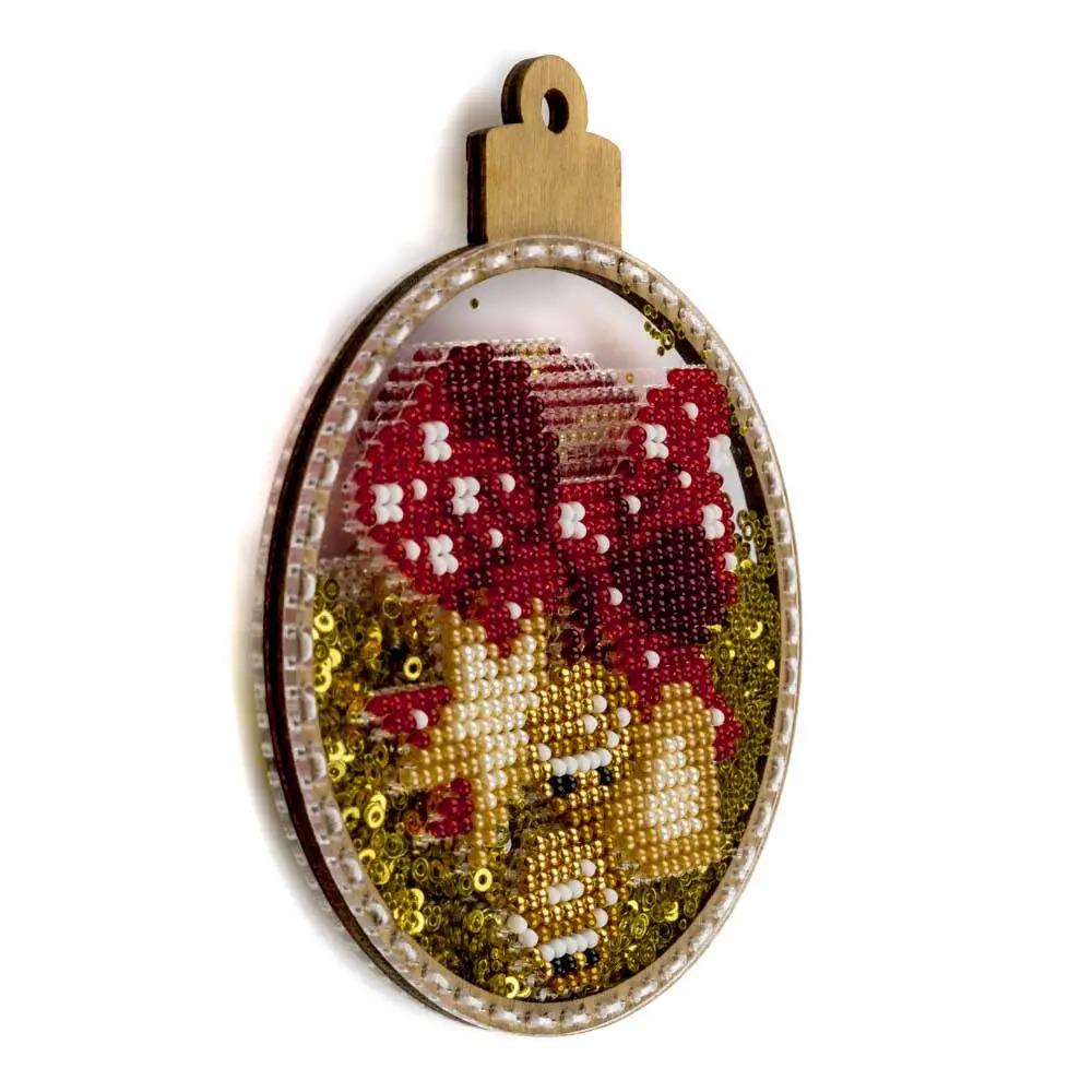 Decorative ornament for Christmas tree, Bead Embroidery Kit - Gold Santa, PL-061 Fast DIY Kit