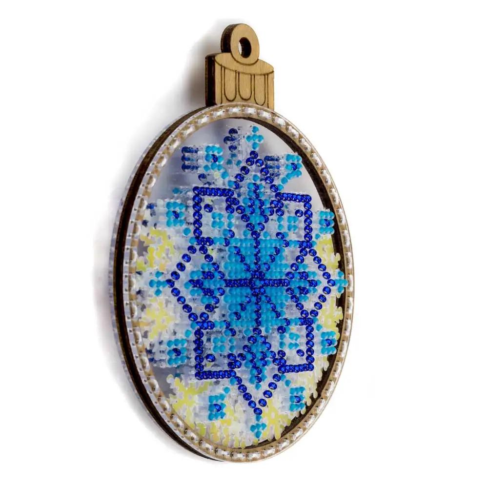 Bead Embroidery Kit, Blue Snowflake Ornament, DIY Craft