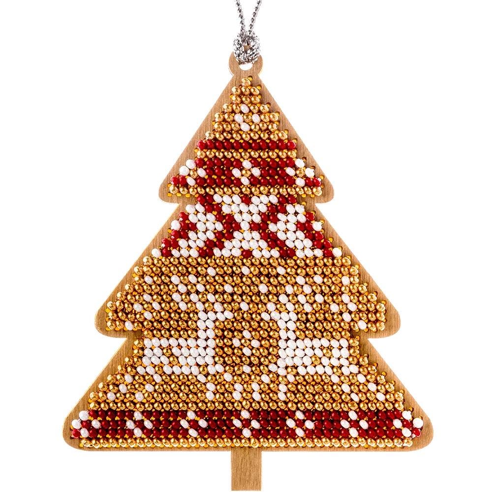 Bead Embroidery Kit on Wood, Ornament Tree, LK-157 ( beads , thread, needle, plywood base included)