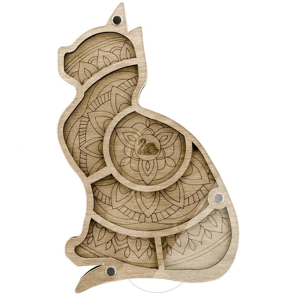 Cat Organizer plywood for beads 6 sections, 11.5*18 cm, Wonderland Crafts ZB-036
