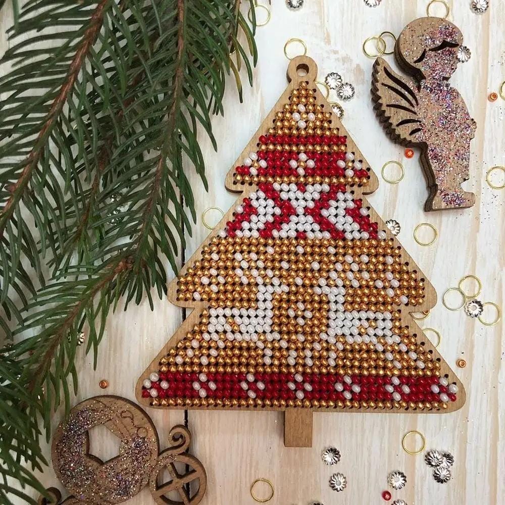 Bead Embroidery Kit on Wood, Ornament Tree, LK-157 ( beads , thread, needle, plywood base included)