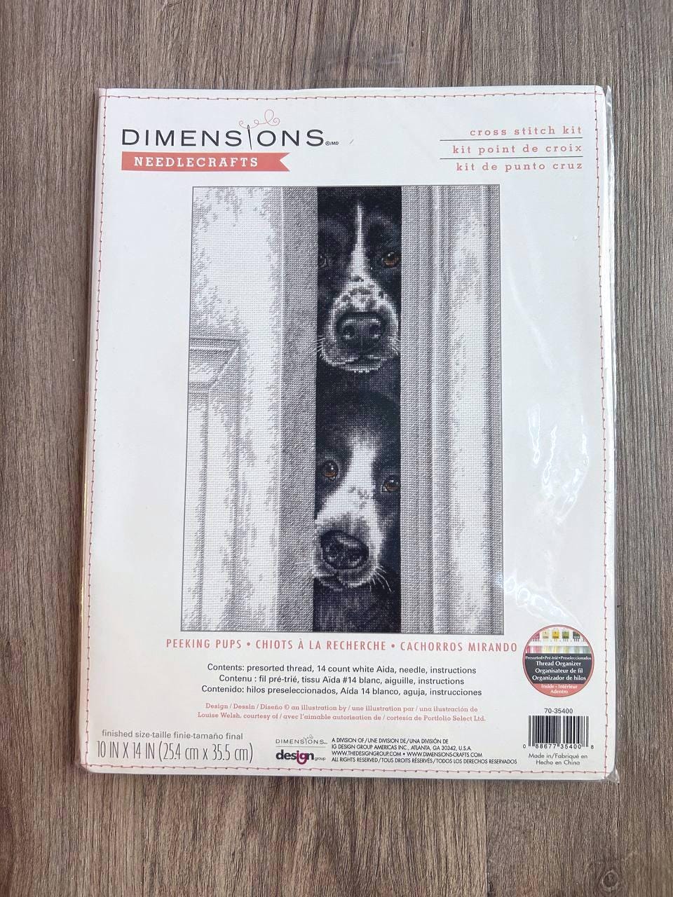 Dimensions Counted Cross Stitch Kit 10"X14", Peeking Pups (14 Count), 70-35400