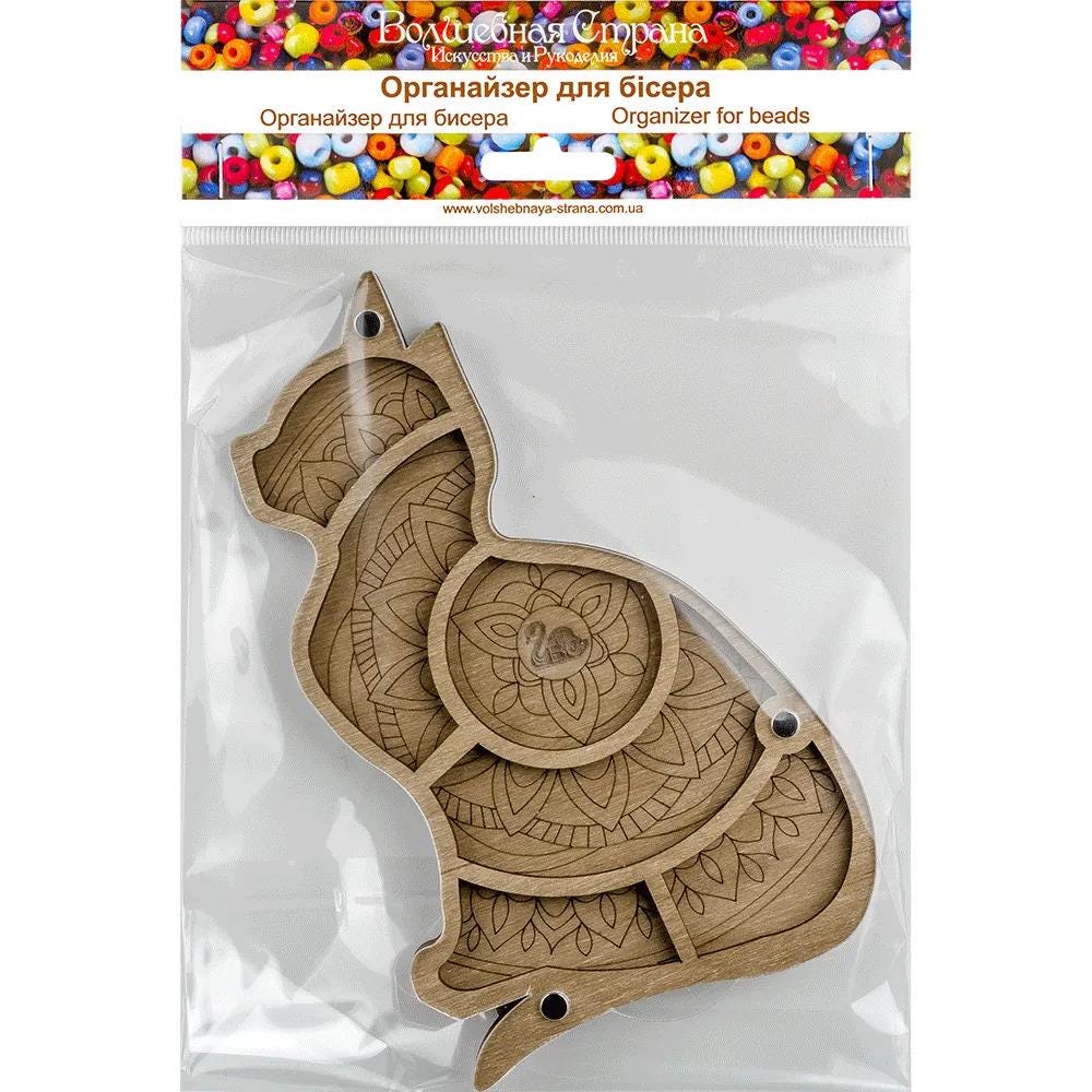 Cat Organizer plywood for beads 6 sections, 11.5*18 cm, Wonderland Crafts ZB-036