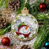 Decorative ornament for Christmas tree, Bead Embroidery Kit - SnowMan, PL-064 Fast DIY Kit
