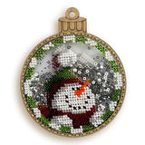 Decorative ornament for Christmas tree, Bead Embroidery Kit - SnowMan, PL-064 Fast DIY Kit