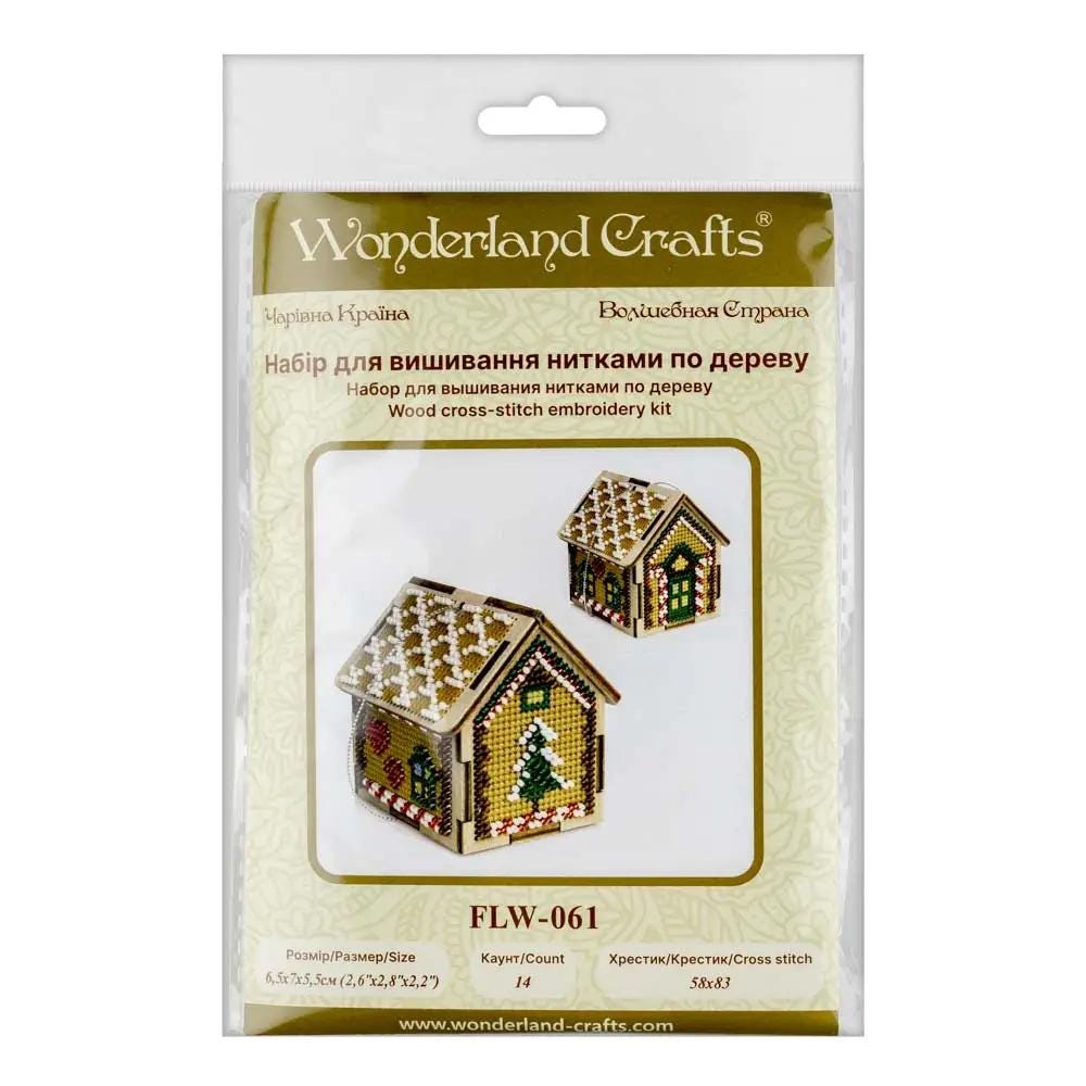 Winter House Bead Embroidery Kit on Wood: 3D DIY Craft (2.5x2x2.8")