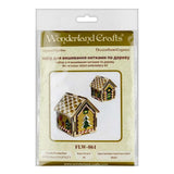 Winter House Bead Embroidery Kit on Wood: 3D DIY Craft (2.5x2x2.8")