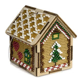 Winter House Bead Embroidery Kit on Wood: 3D DIY Craft (2.5x2x2.8")