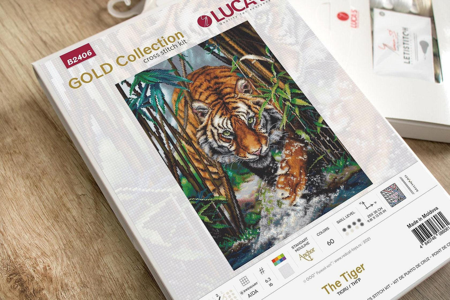 Counted Cross Stitch Kit Luca-S Gold - The Tiger, B2406