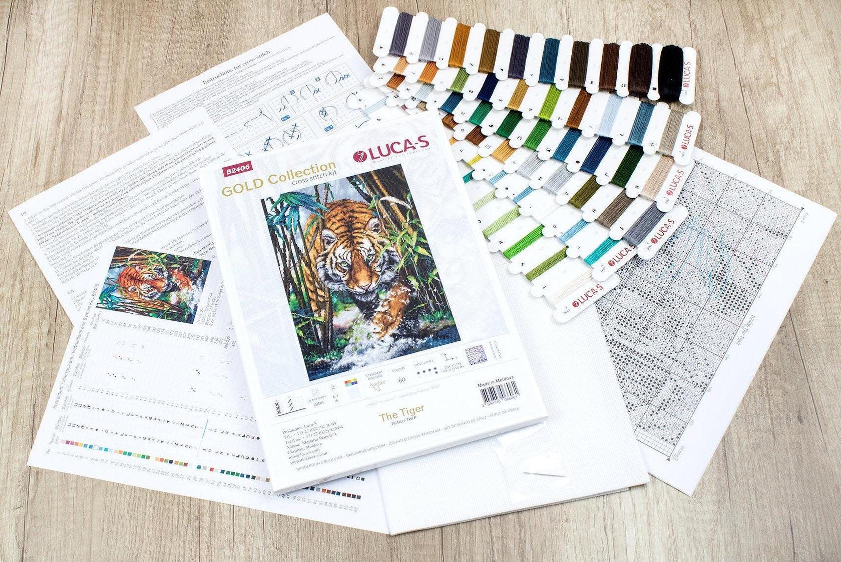 Counted Cross Stitch Kit Luca-S Gold - The Tiger, B2406