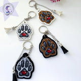 Embroidery kit Brown dog paw on white (1096), threads on flexible base
