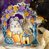 Unic Cross Stitch Kit, Kitty Mazhurka with threads, beads and decorative crystals.