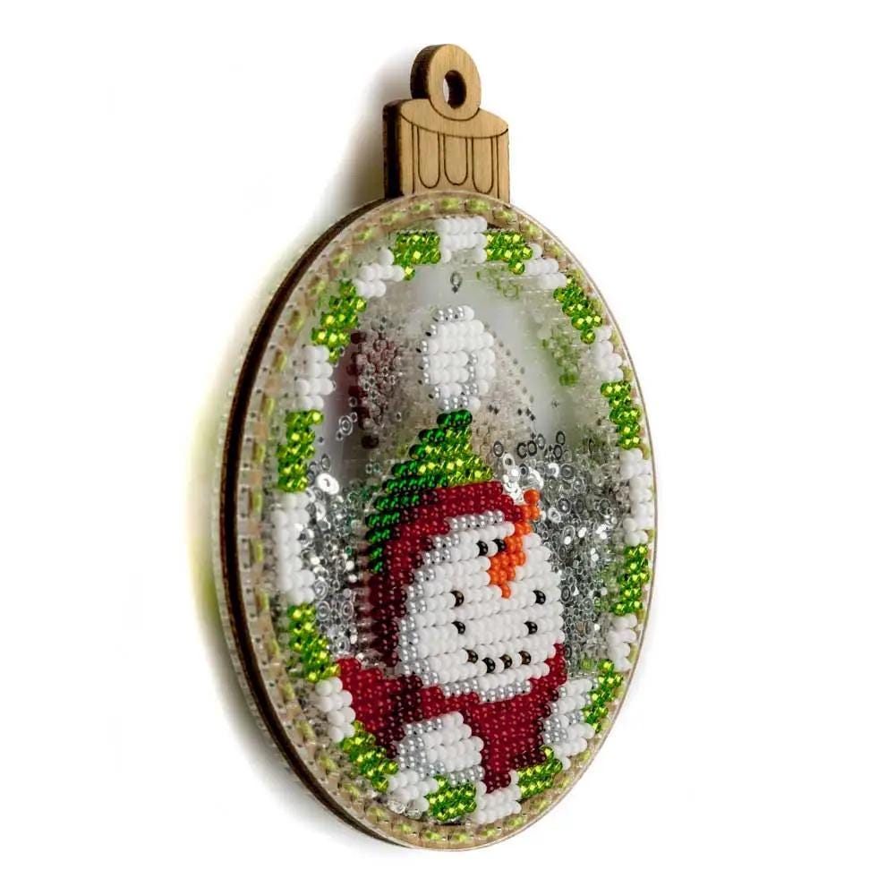 Decorative ornament for Christmas tree, Bead Embroidery Kit - SnowMan, PL-064 Fast DIY Kit